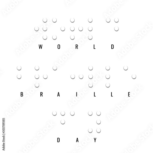 World Braille Day. Paper style vector banner. Simple element illustration white paper 3d style concept