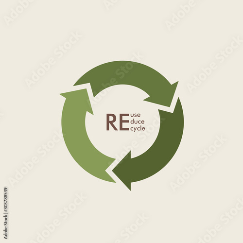 Vector garbage recycling logo. Reuse reduce recycle.