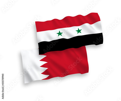 Flags of Bahrain and Syria on a white background