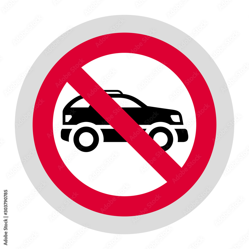 No cars and vehicles forbidden sign, modern round sticker, vector illustration for your design No cars and vehicles forbidden sign, modern round sticker, vector illustration for your design