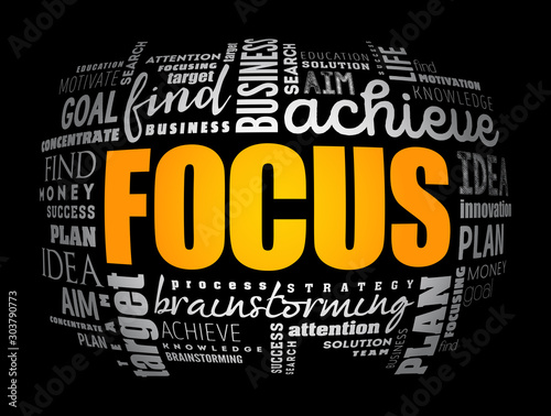 FOCUS word cloud collage, business concept background