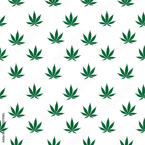 Cannabis seamless pattern. Ganja  marijuana or weed Seamless Pattern Vector illustartion isolated on white background.
