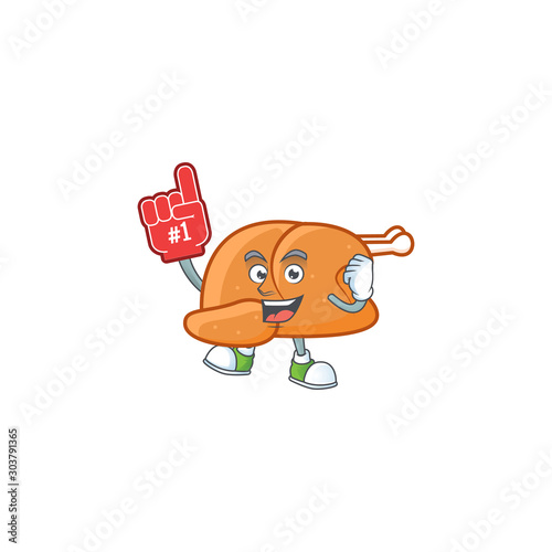 Cartoon roast turkey ripe with character foam finger