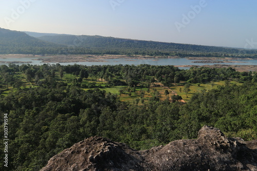 moutian of thailand travel stone nature tree sky background