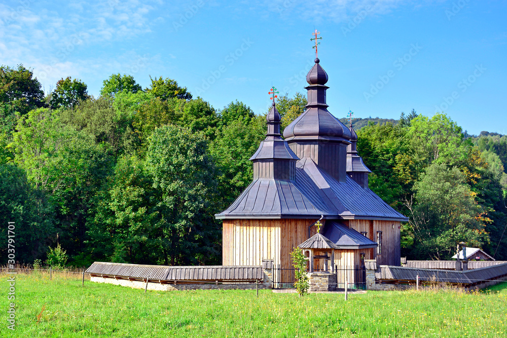 Orthodox wooden church in Bartne village near Gorlice, Low Beskids, Poland Orthodox wooden church in Bartne village near Gorlice, Low Beskids, Poland