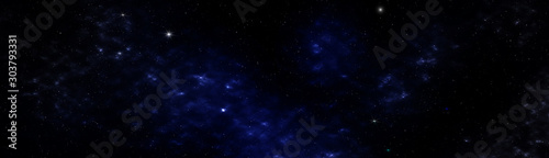 Star and galaxy, dark blue space background panorama view