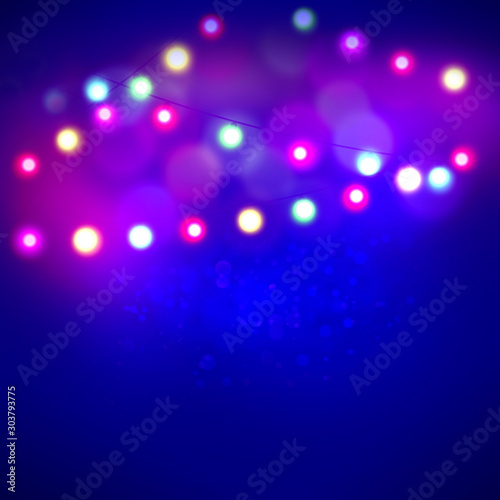 Christmas lights background illustration with space for text