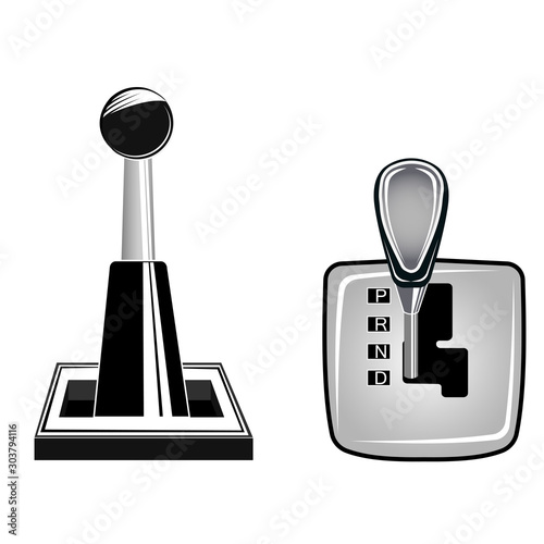 Gear shift. The transmission lever. Vector illustration