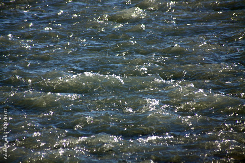 waves in the river close up background