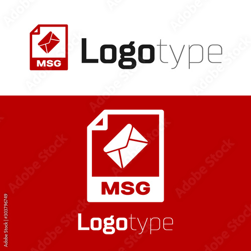 Red MSG file document. Download msg button icon isolated on white background. MSG file symbol. Logo design template element. Vector Illustration