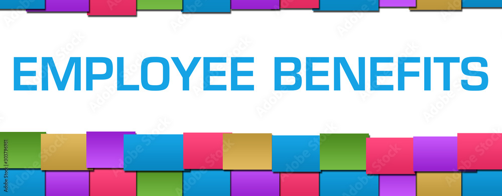 Employee Benefits Colorful Blocks Grid Background Text 
