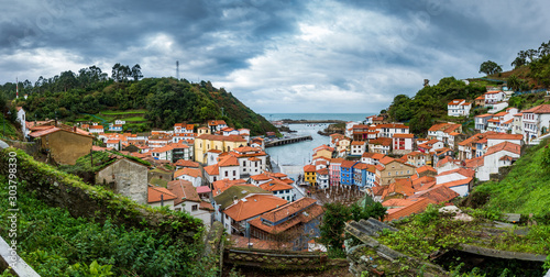 Cudillero village wide panorama in Asturias photo
