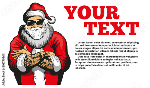 Cool Santa Claus vector illustration, banner
