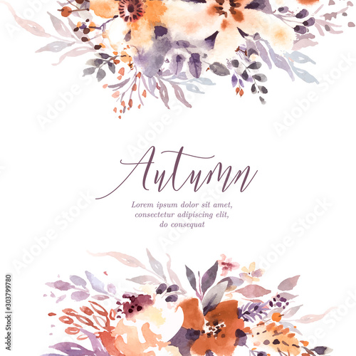 Soft rustic watercolor autumn background