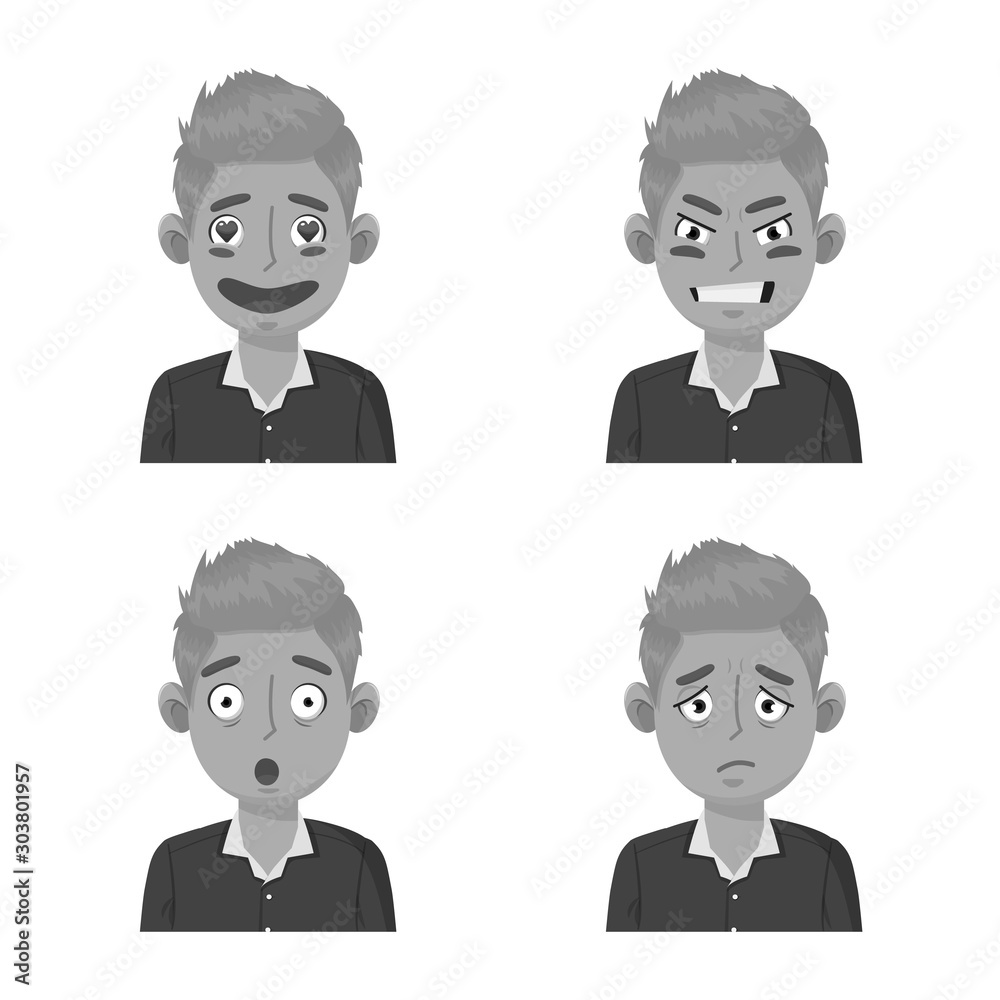 Vector design of face and boy sign. Collection of face and expression stock symbol for web. Vector design of face and boy sign. Collection of face and expression stock symbol for web.
