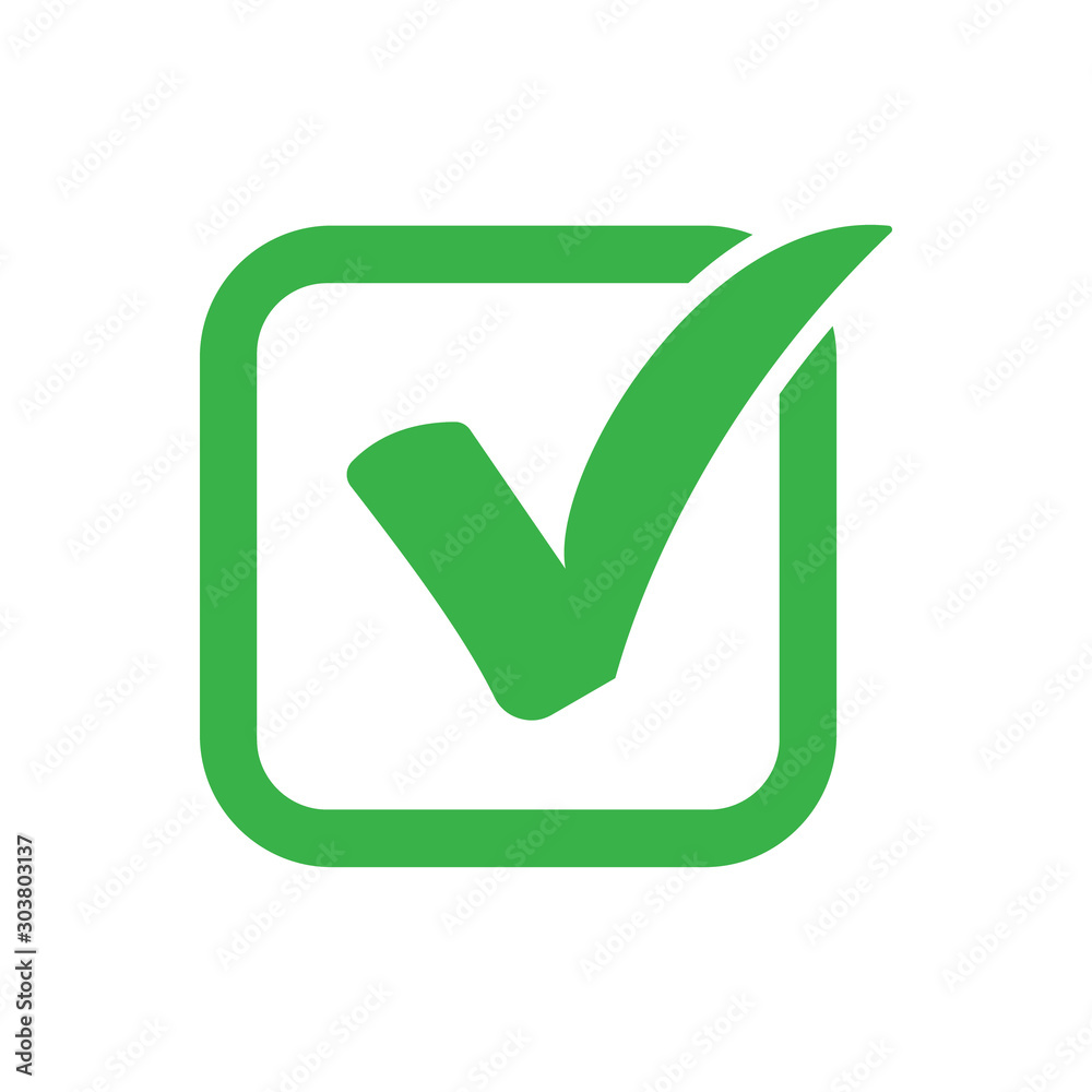 Green check mark icon in a box. vector illustration Green check mark icon in a box. vector illustration