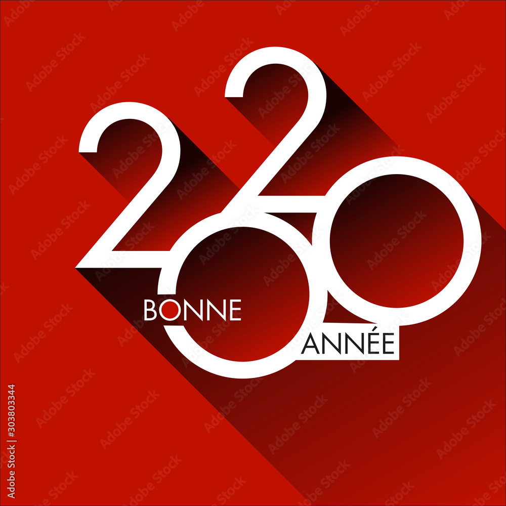 Φωτογραφία Carte de vœux design pour 2020, avec un graphisme moderne et original sur un fond rouge, pour annoncer les projets et les orientations de l’entreprise pour nouvelle année