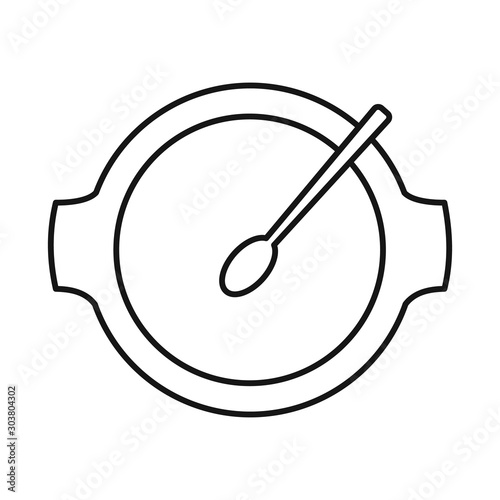 Vector design of dish and spoon symbol. Graphic of dish and bowl stock symbol for web.