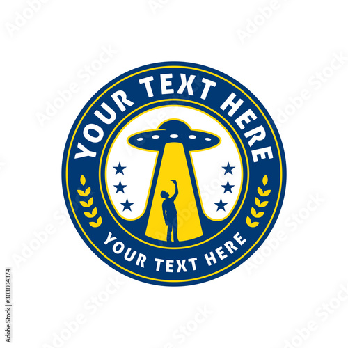 UFO rounded emblem, alien thing, spaceship
