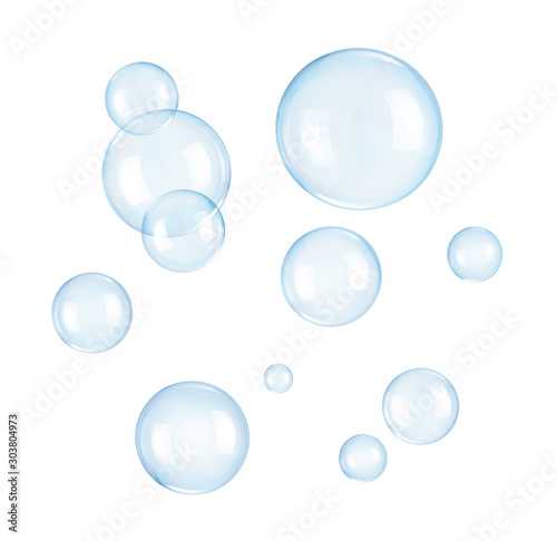 Fotografia Soap bubbles on a white background