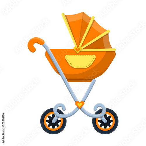 Stroller vector icon.Cartoon vector icon isolated on white background stroller.