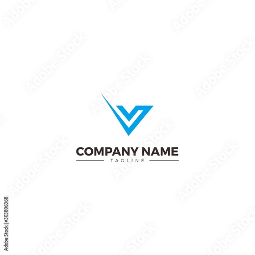 Initial V Start Up modern logo design