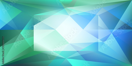 Abstract crystal background with refracting light and highlights in light blue colors