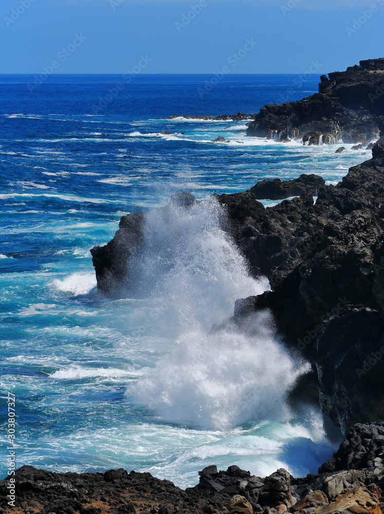 L'océan indien et les falaises de l'Ile de la Reunion
