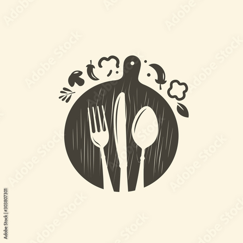 Cooking logo. Culinary art, cuisine symbol. Vector illustration