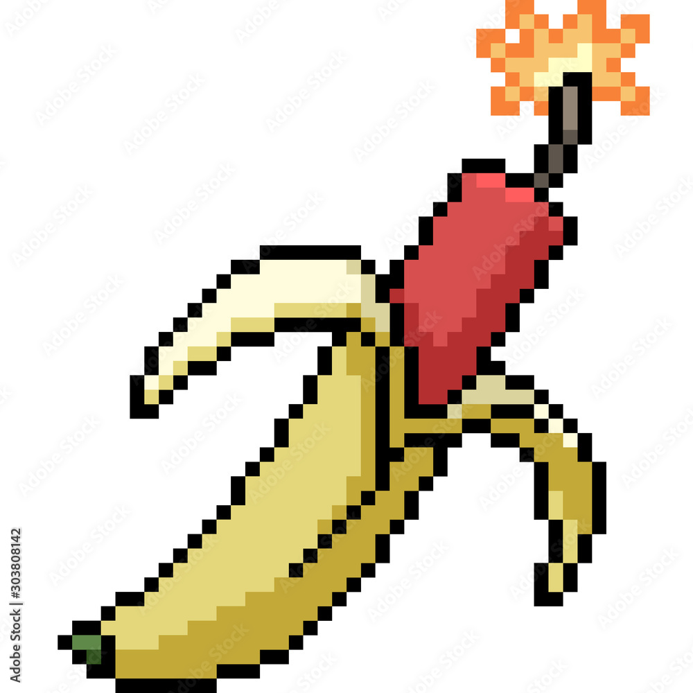 vector pixel art banana dynamite