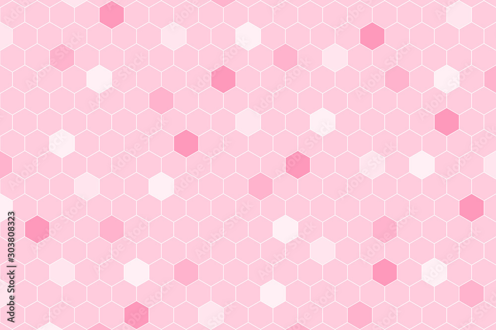 Honeycomb Grid tile seamless background or Hexagonal cell texture. in color Pink.