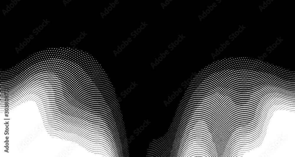 Fototapeta premium Halftone wave background. Curved gradient texture or pattern. Vertical gradient dots. Pop art texture. Vector illustration.