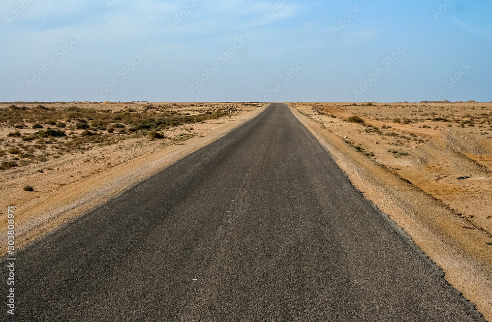 Road in the desert of Oman