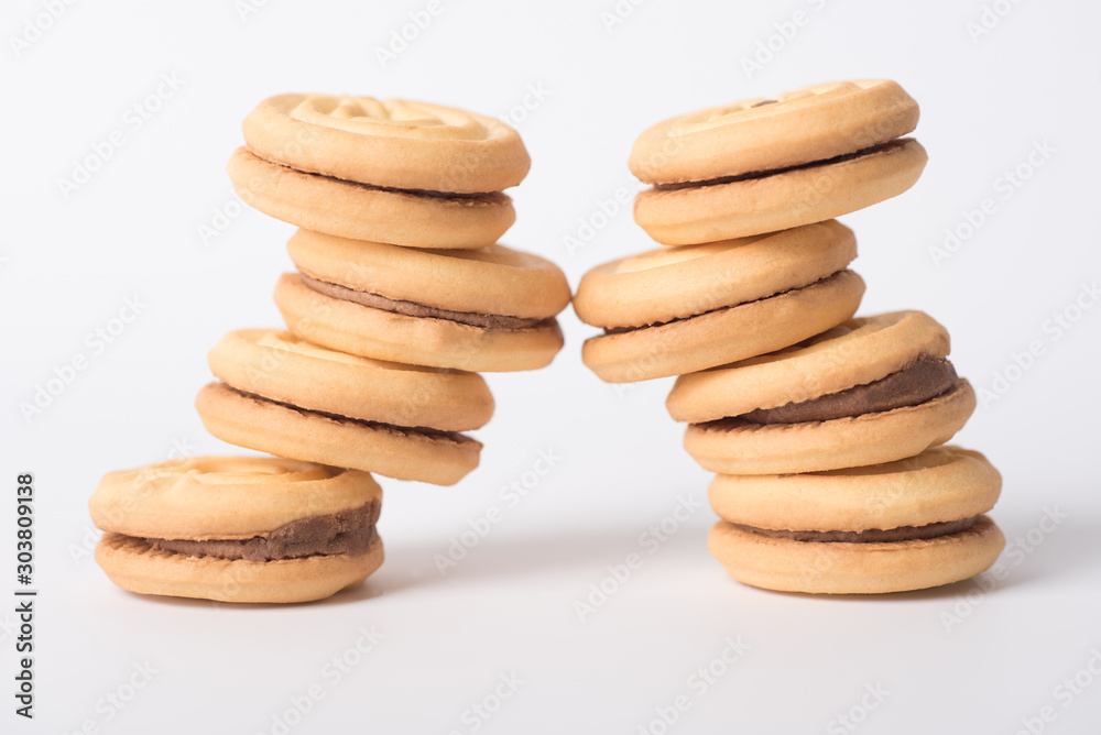 Butter cookies placed on a white background Butter cookies placed on a white background