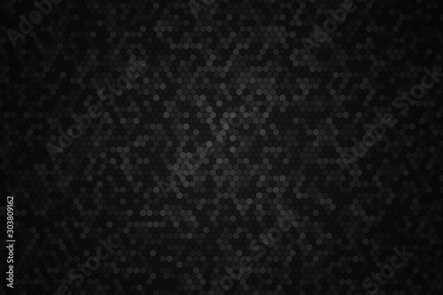 Honeycomb random Grid background or Hexagonal cell texture. in color black or dark gray or grey with random color.