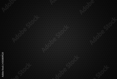 Honeycomb Grid seamless background or Hexagonal cell texture. With vignette dark border shadow. Black and White tone.