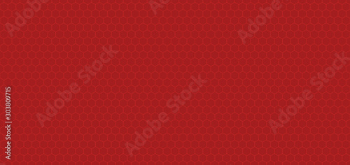 Small red color Honeycomb Grid tile seamless background or Hexagonal cell texture.