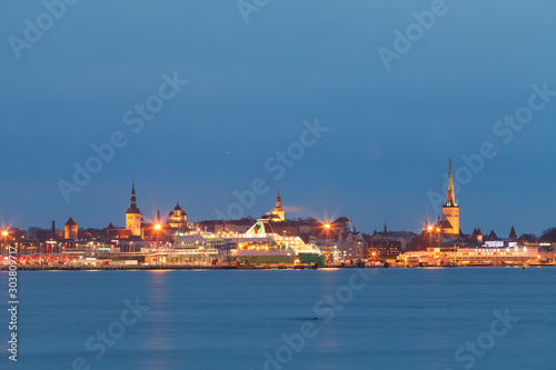 Tallinn city evening skyline, seaview © yegorov_nick