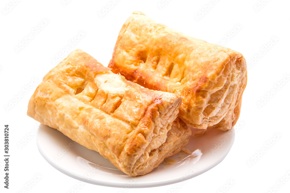 Chicken pie plate on a white background