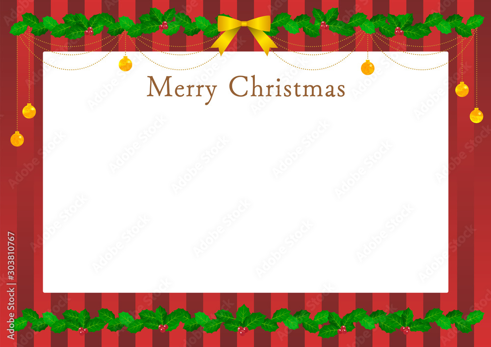 ひいらぎ イラスト フレーム ベクター 柊 クリスマス 葉 グリーン リボン Stock Vektorgrafik Adobe Stock