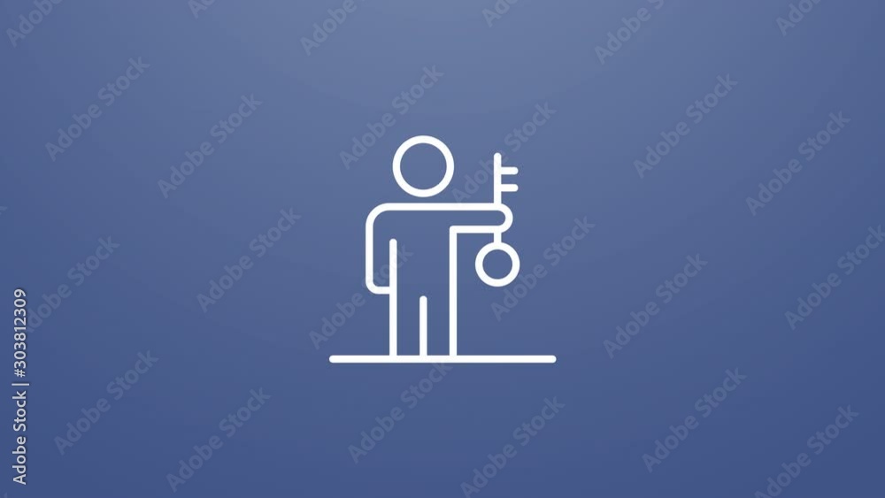 4k animation icon of human figure that hold a key. Particles animate symbol in composition and explosion. Two background version: full color and transparent isolated alpha channel. 4k animation icon of human figure that hold a key. Particles animate symbol in composition and explosion. Two background version: full color and transparent isolated alpha channel.
