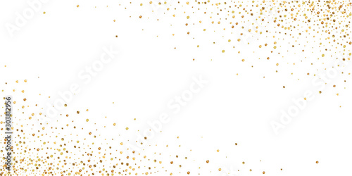 Fototapeta Gold confetti luxury sparkling confetti. Scattered