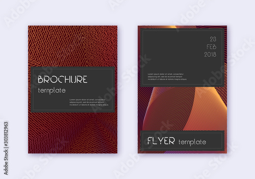 Black cover design template set. Orange abstract l