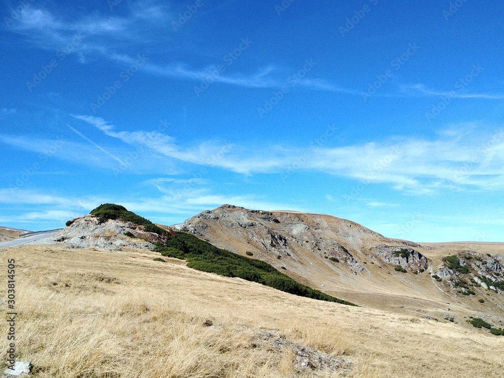 landscape with mountains and blue sky