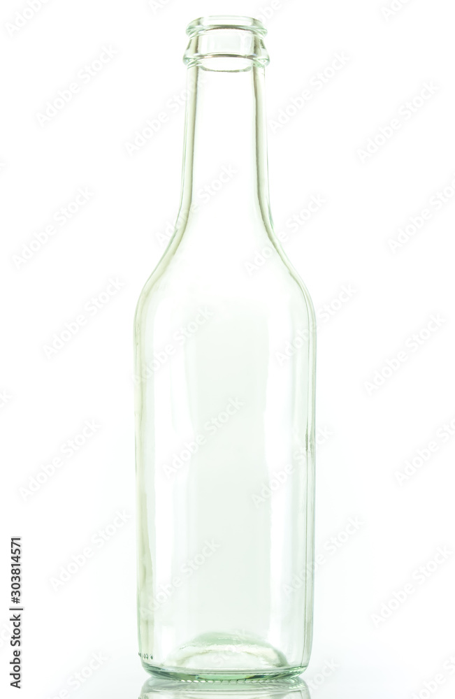 Empty colorless glass bottle, isolated. Empty colorless glass bottle, isolated.
