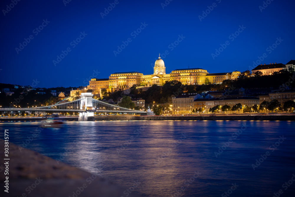 Budapest at night. Castle Hill and the Danube River