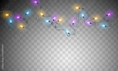Garlands, Christmas decorations lights effects.