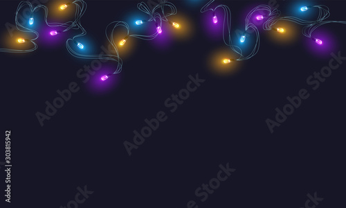 Garlands, Christmas decorations lights effects. © OLeksiiTooz