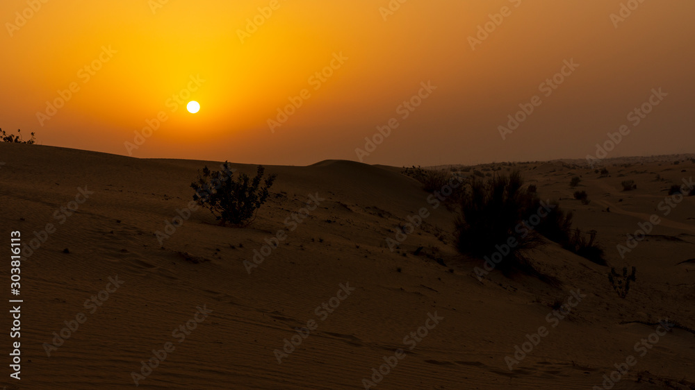 United Arab Emirates sunset in the desert