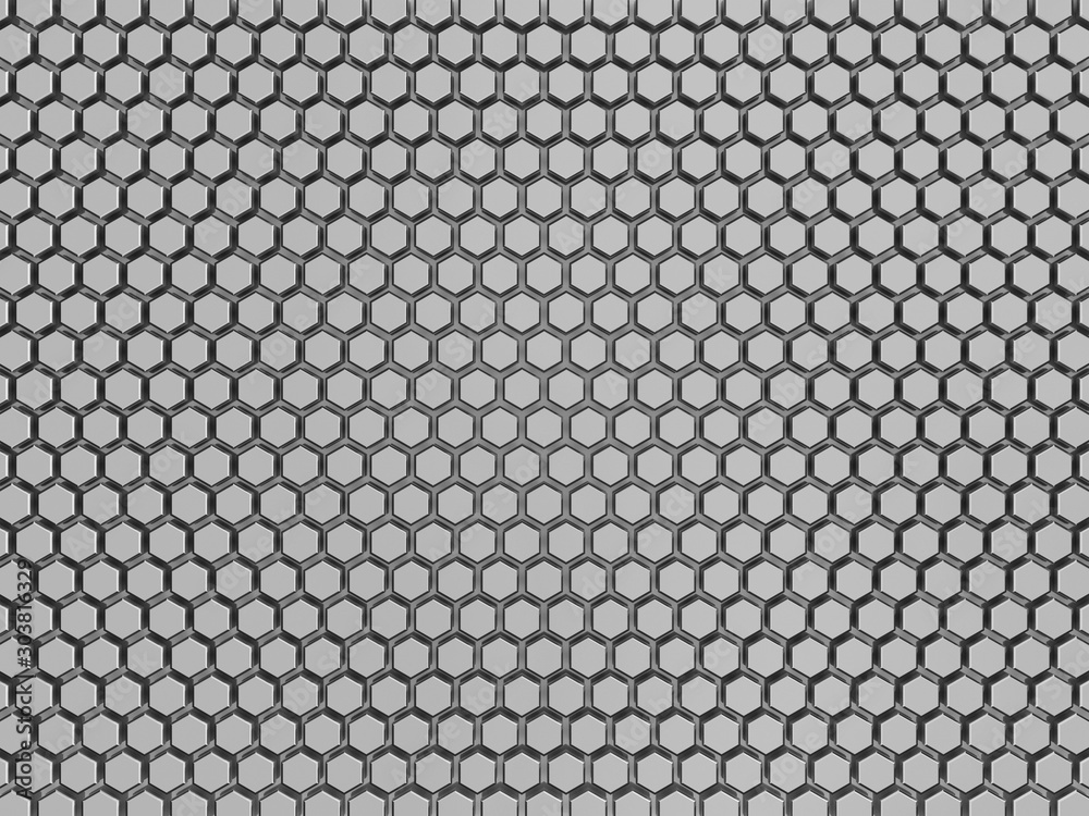 Abstract hexagonal background pattern; metallic gray honeycomb grid; mosaic mesh wallpaper 3d rendering, 3d illustration Abstract hexagonal background pattern; metallic gray honeycomb grid; mosaic mesh wallpaper 3d rendering, 3d illustration